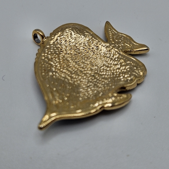 VINTAGE Colorful Sparkle Enamel Large Tropical Fish Pendant Rhinestone Accents - Picture 6 of 6